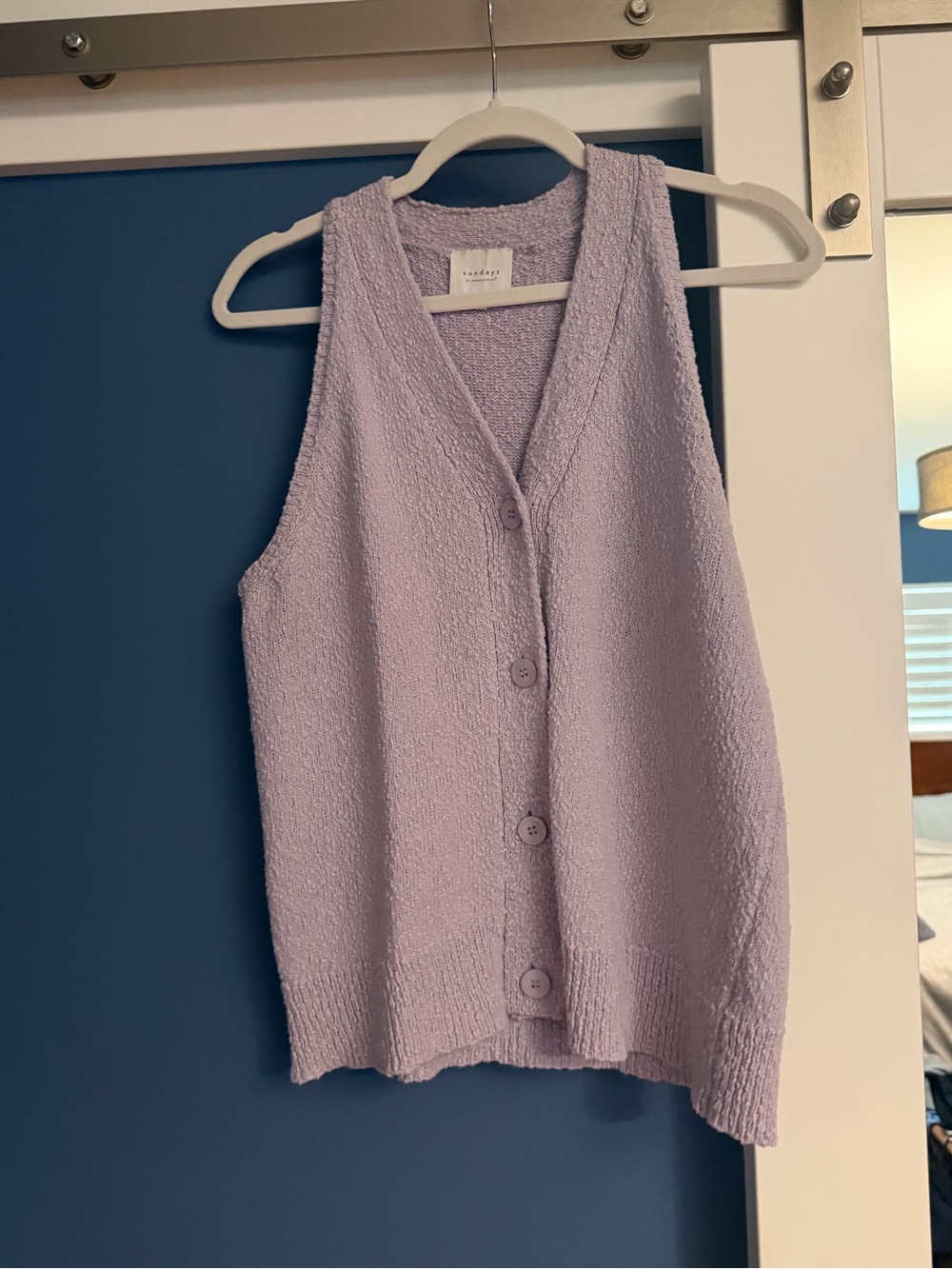 Sundays Lavender Button Front Sweater Vest | Size M